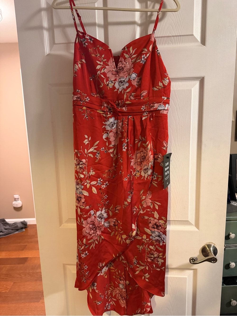 Lulu's Red Floral Spaghetti-Strap Jumpsuit